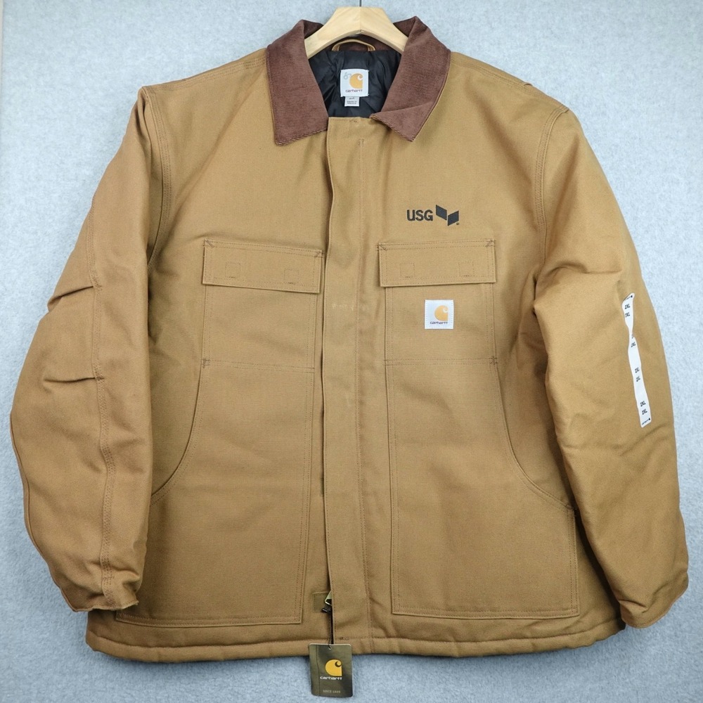 Carhartt Duck Jacket Mens 2XL C003-Brown Quilt Lined Heavy Chore Barn Work